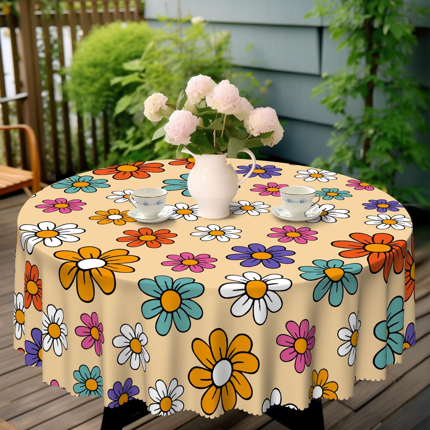 Eikione Fall Tablecloth 70 Inch, Maple Leaf Table Cloth, Waterproof, Wrinkle Free Polyester Table Cover for Autumn Picnics, Halloween Dining Decorations