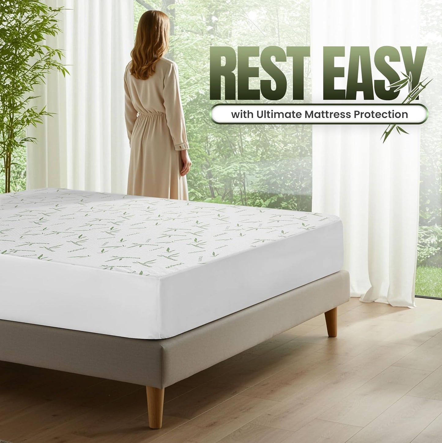 Utopia Bedding Waterproof Mattress Protector - Premium 200 GSM Bamboo Viscose | Twin Size, Soft & Breathable