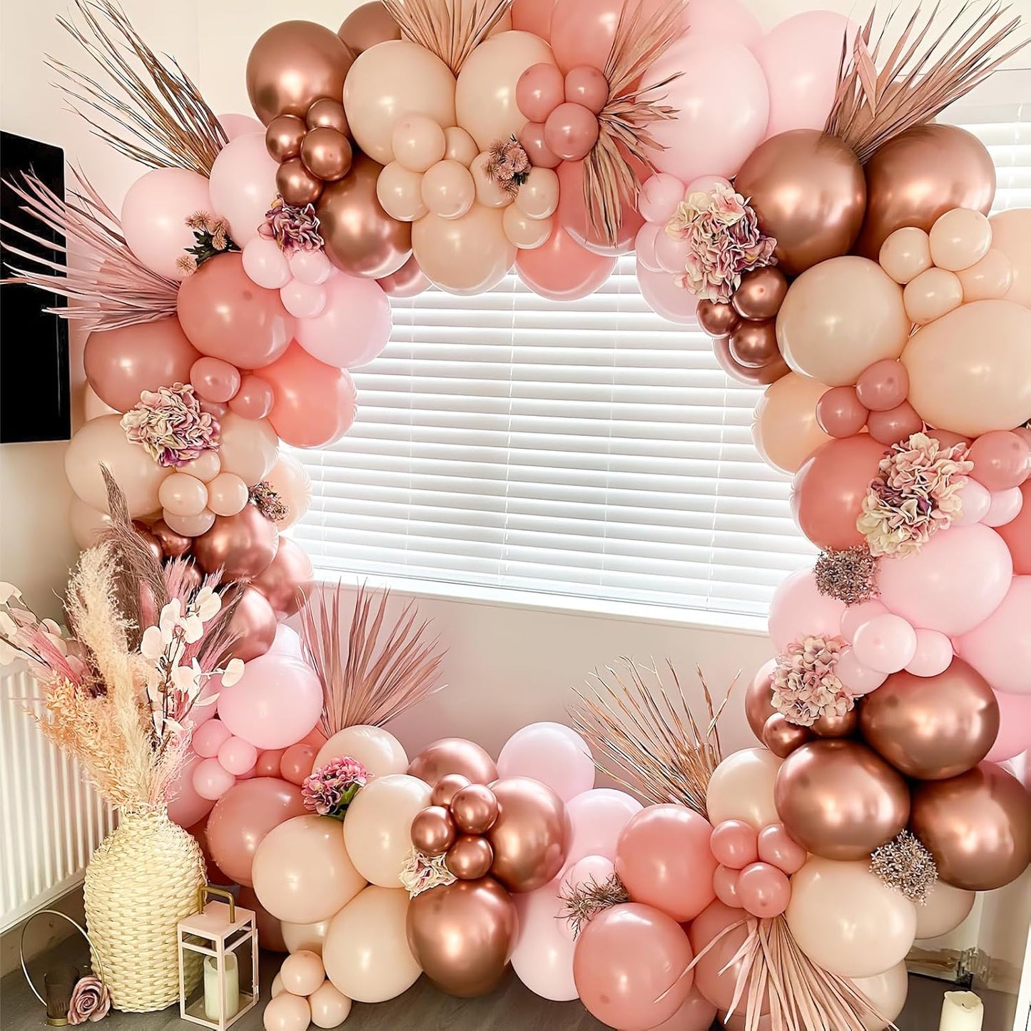 YAOWKY Rose Gold Balloons - 100PCS Latex Metallic Balloon Garland Arch Kit for Weddings & Parties | 18", 12", 10", 5" Sizes