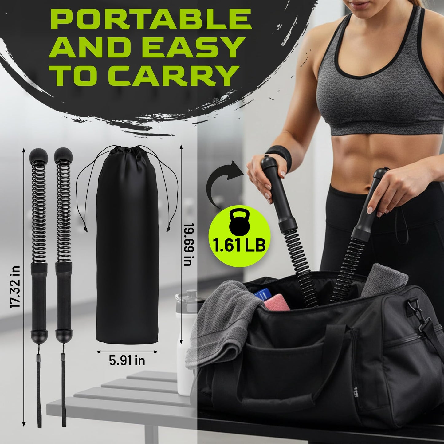 Sanmico Weighted Ropeless Battle Ropes 2 Pack – 2026 Edition | Cordless Portable No Anchor Battle Rope for Home Gym & Apartment | HIIT Strength & Cardio | Non-Slip Handle | Gloves & Exercise Poster