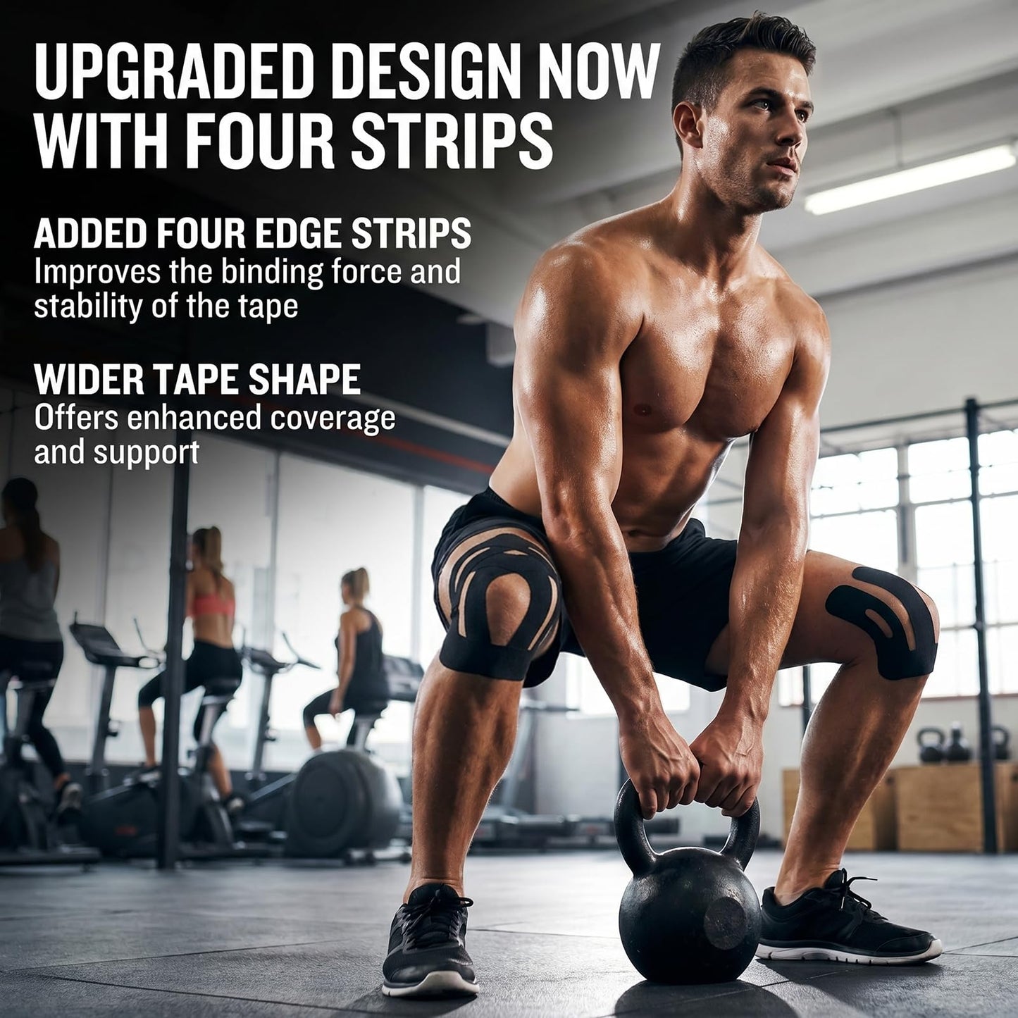 Ocapind 12 PCS Kinesiology Tape for Shoulder, Waterproof Knee Support Tape Pre Cut Athletic Relax Tapes Breathable Comfortable Sports Tapes Elastic Stability for Workout