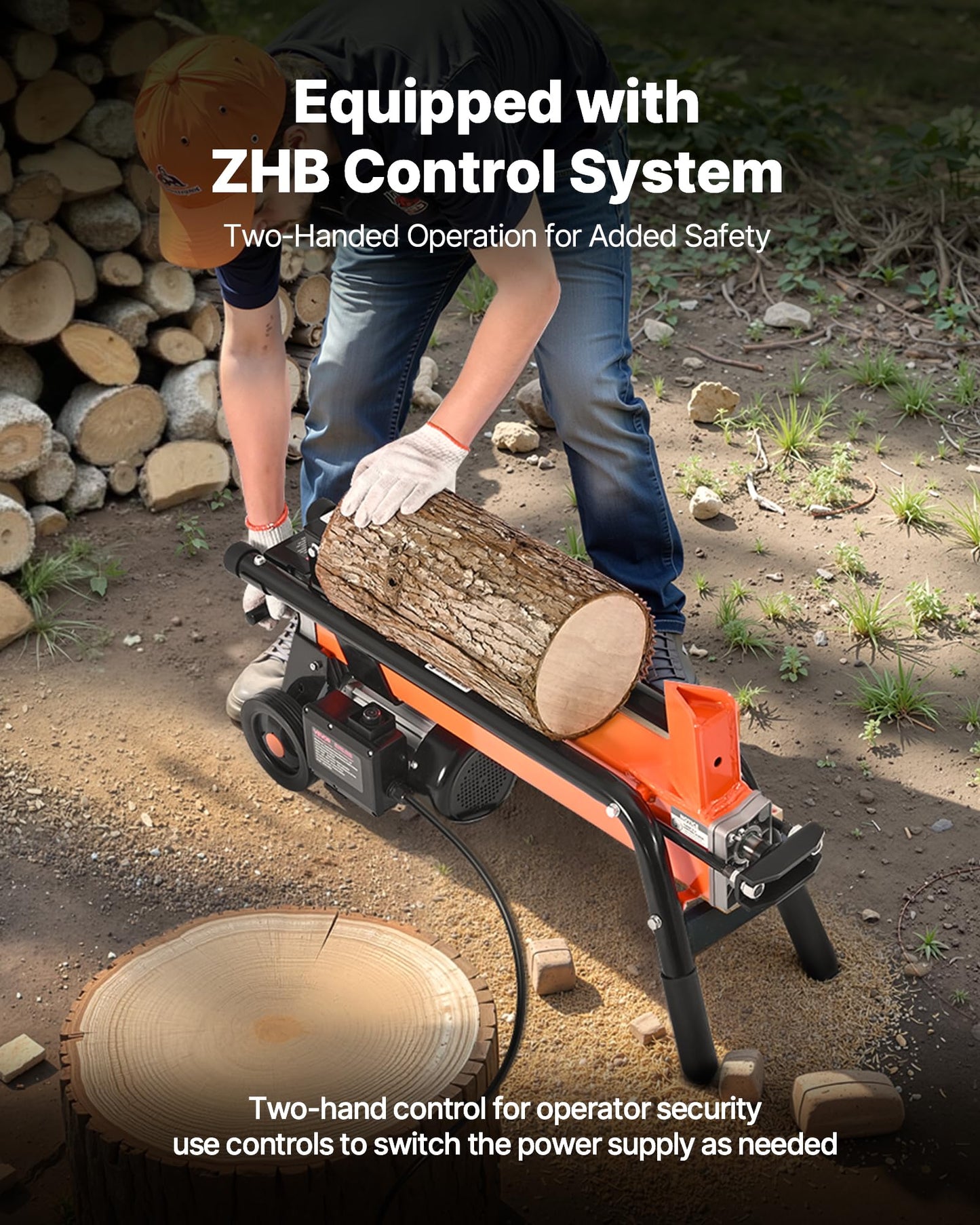 VEVOR Electric Log Splitter, 6.5 Tons Electric Wood Splitter, 1500W 15 Amp Motor, Portable Firewood Splitting Machine with 6" Wheels, Wood Splitters for Forestry Harvesting, Efficient & Secure