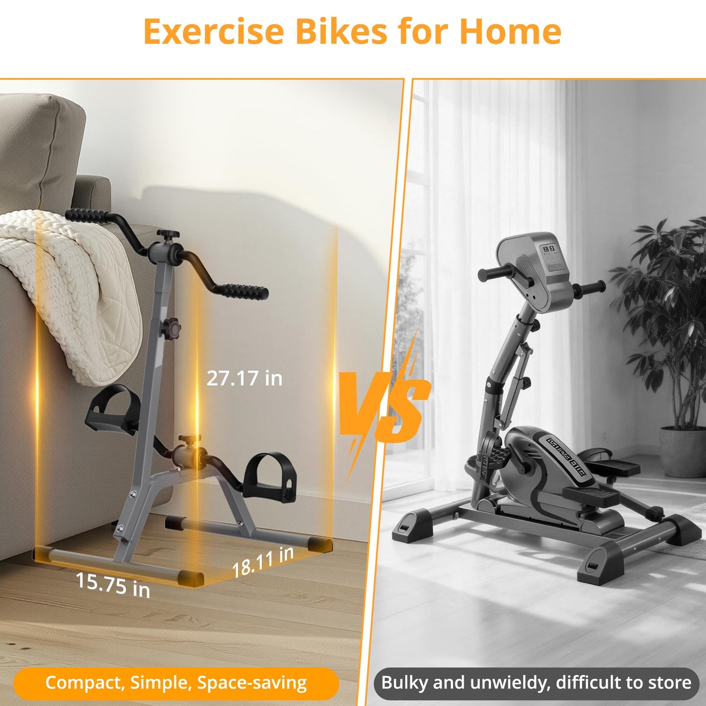 Adjustable Legs Arms Pedal Exerciser Bike for Seniors - Hand Arm Leg and Knee Therapy, Stroke Recovery, Portable Fitness Equipment for Total Body Workout Cardio Exercise - Great Gift for Elderly Rehab