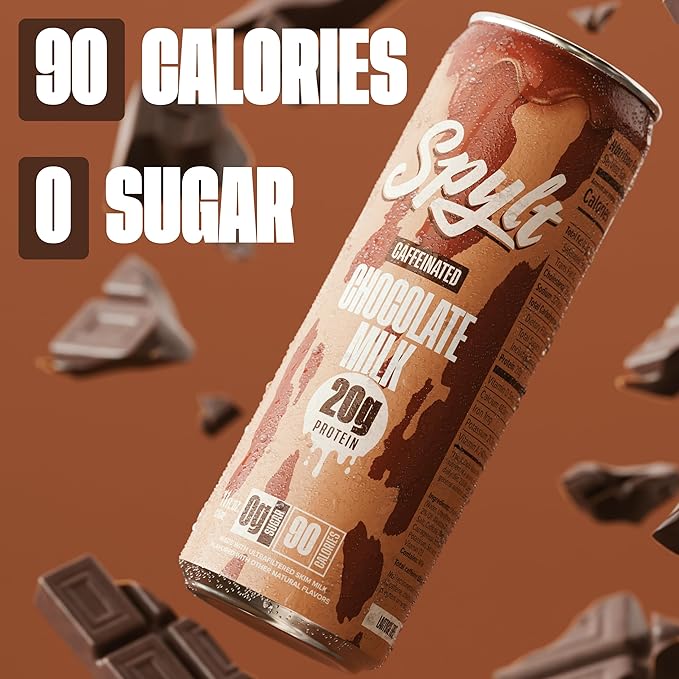 High Protein Chocolate Milk with 60mg Caffeine & 20g Protein - 90 Calories, Ready to Drink, Sugar Free, Lactose Free Milk, Perfect for Workout Recovery & Afternoon Pick Me Up - 12 Count