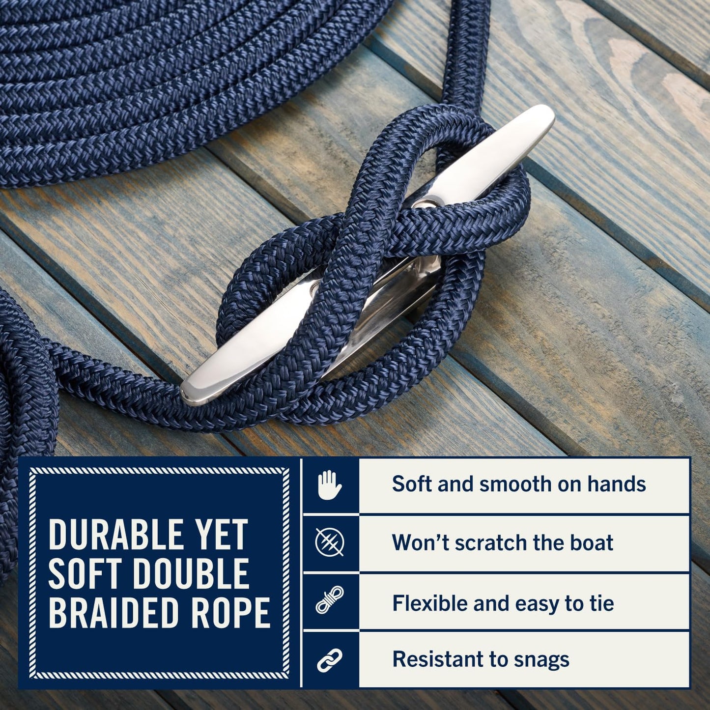 RainierSupplyCo Dock Lines 1, 2 & 4 Pack - Boat Rope for Docking with Loop - Premium Double Braided Nylon Marine Rope - Mooring Line with Eyelet - Boat Accessories