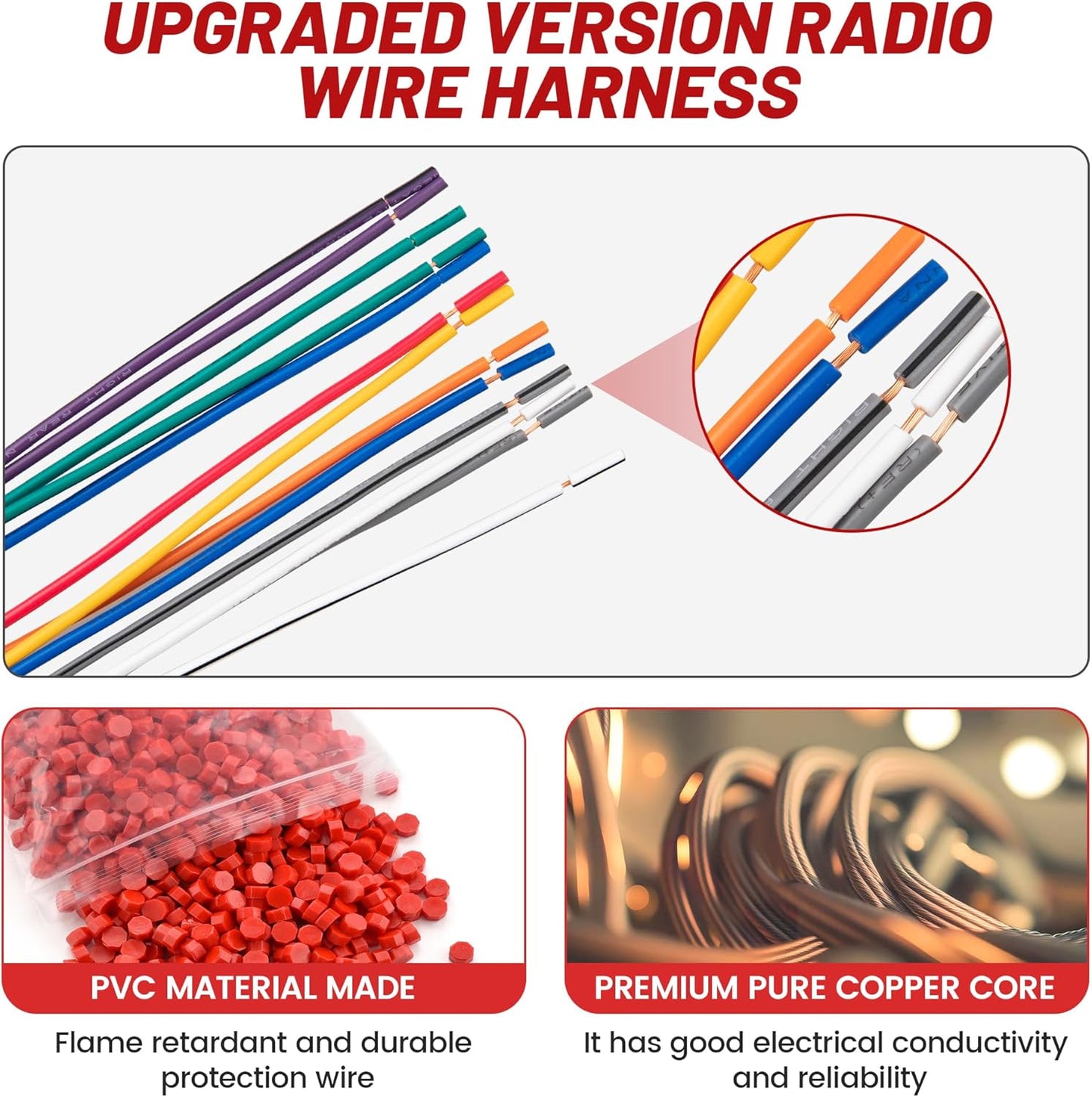 1998-2012 1990-2008 G2/QX4 RED WOLF Radio Wiring Harness w/Antenna Adapter Compatible with Nissan Frontier Pathfinder