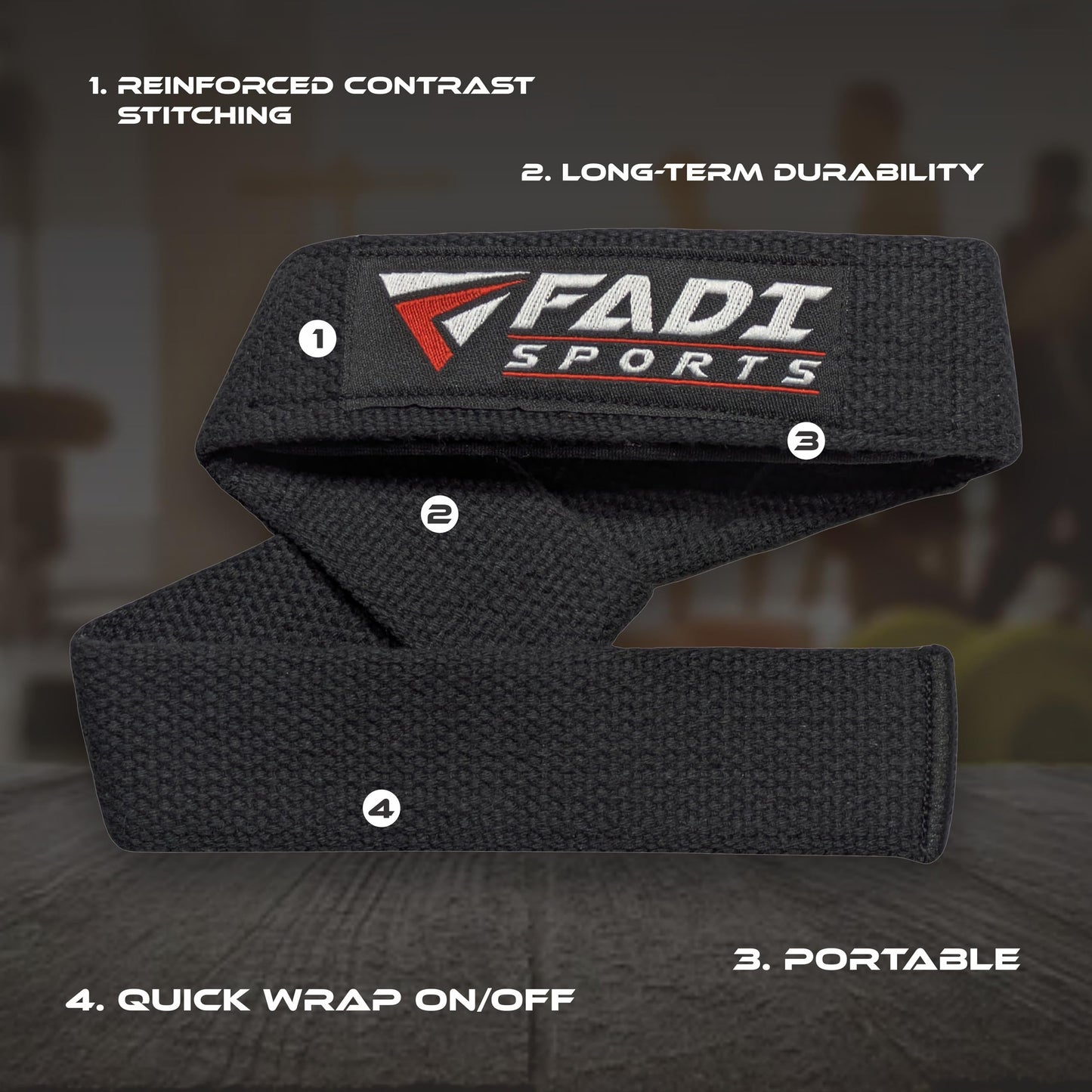Fadi Sports Lifting Wrist Straps for Weightlifting, Bodybuilding, Powerlifting & Deadlifts – 24 Inch Cotton Straps with Padded Neoprene for Strength Training & Grip Support (Black/White)