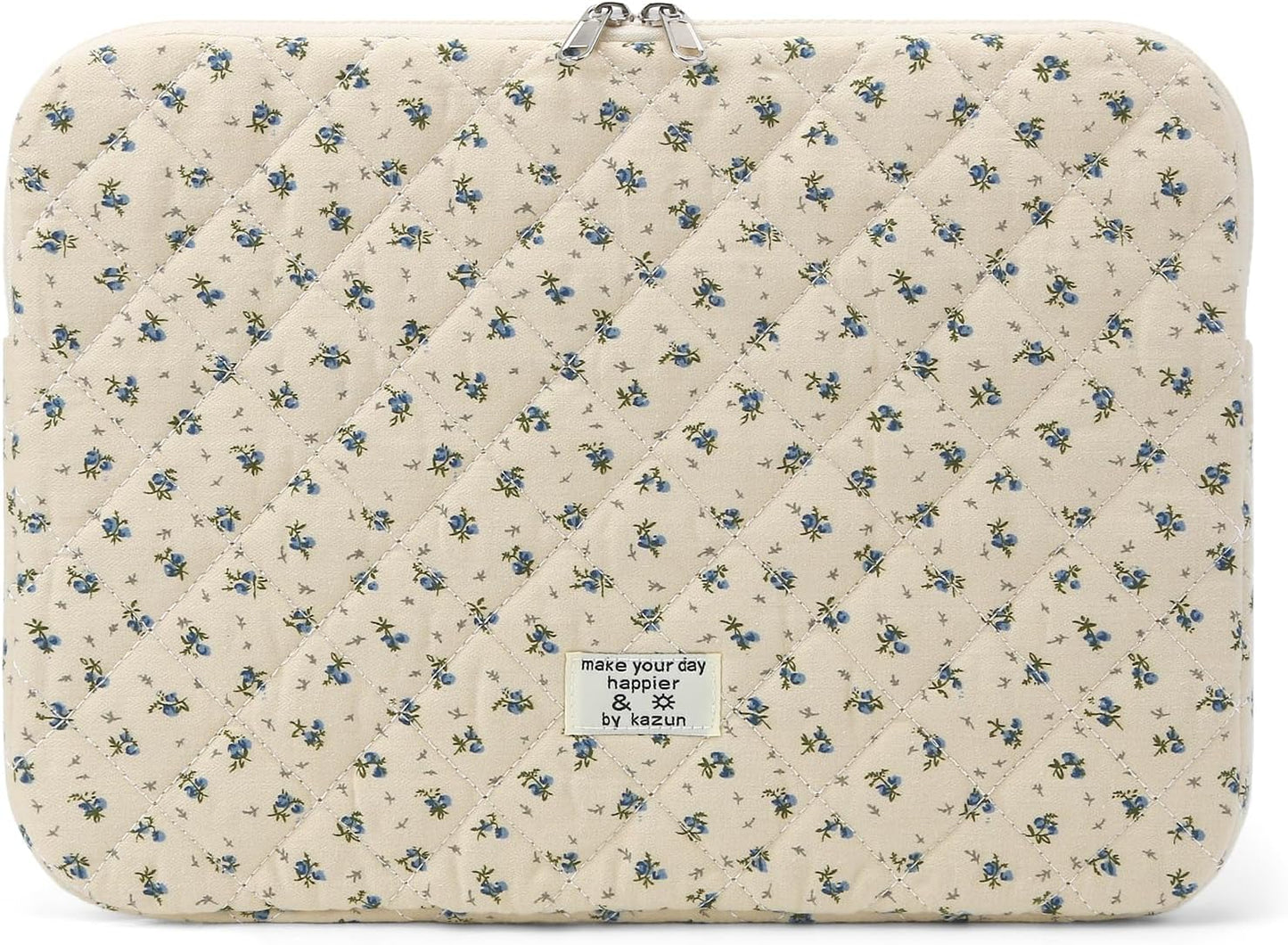 BBIQI 15-15.6 Inch 15 Inch) Puffy Laptop Sleeve Cute Quilted Laptop Protective Case Padded Floral Computer Sleeve