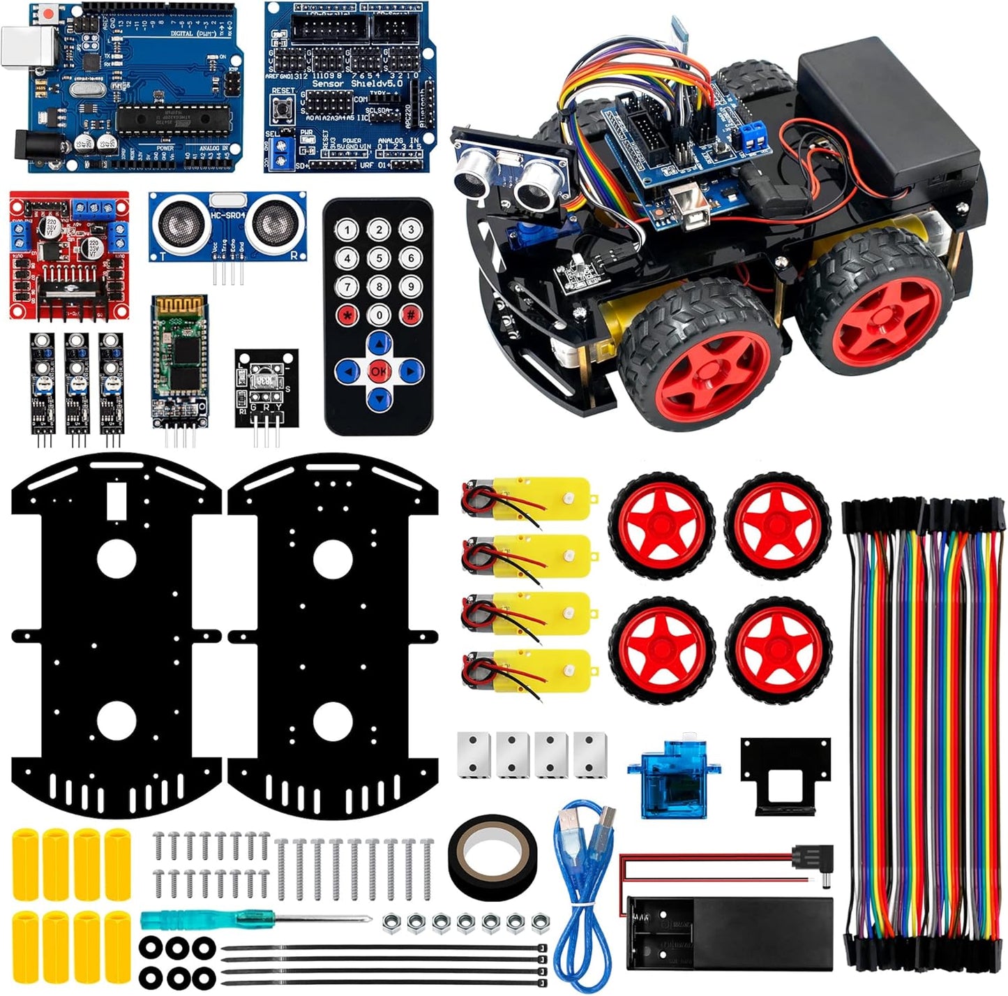 R3 Hosyond Smart Robot Car Project Kit Compatible with Arduino IDE, with Tutorial, Bluetooth, Line Tracking, Ultrasonic