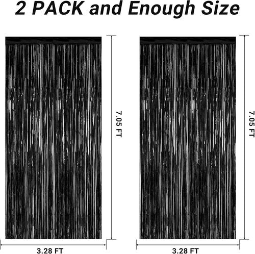 2026 Graduation Party Decorations by [Brand Name] - Black Backdrop & Metallic Fringe Curtains | 3.28 FT x 7.05 FT