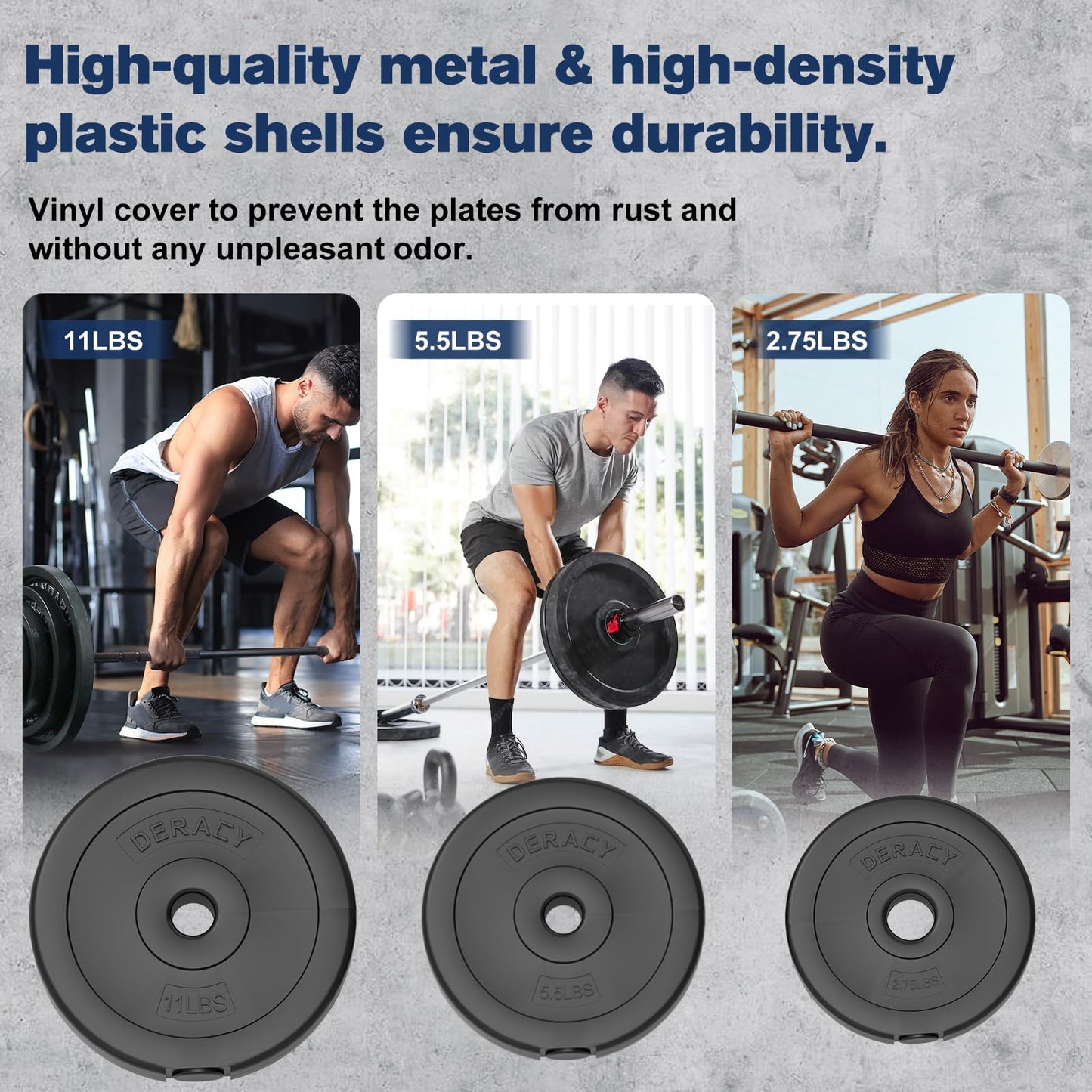 DERACY Barbell Weight Set, 43lbs Barbell Set Adjustable Olympic Weights, 6 Plates, 57.5 Inch Bar & Thick Foam Shoulder Pad, for Home Gym, Exercise, Lifting, Body Fitness, Workout to Build Muscle