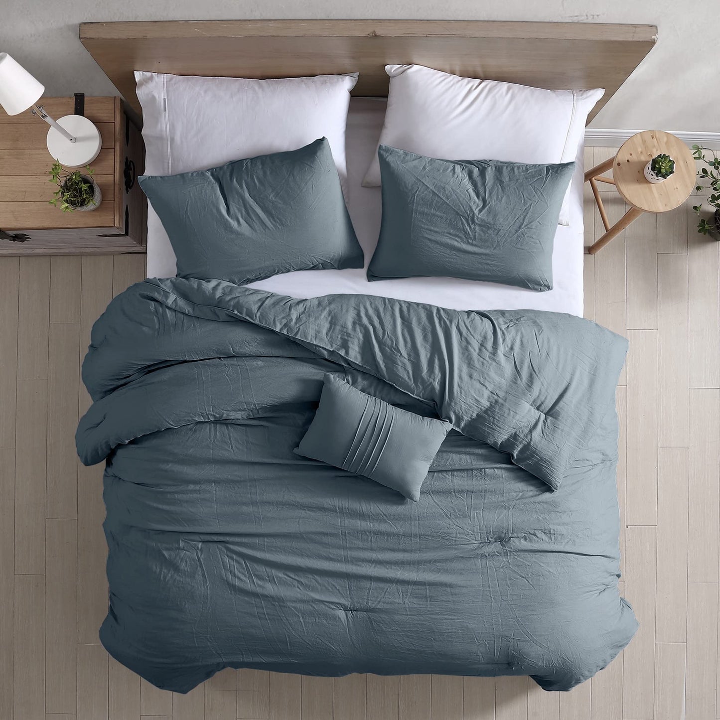 Modern Threads 4-Piece Garment-Washed Comforter Set Beck Denim Queen