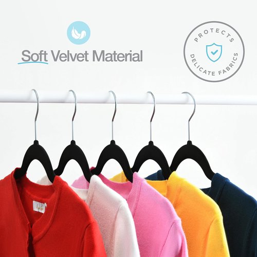 Home-it Premium Velvet Hangers - Heavy Duty Non-Slip Black Suit Hangers | 50 Pack with 360° Hook