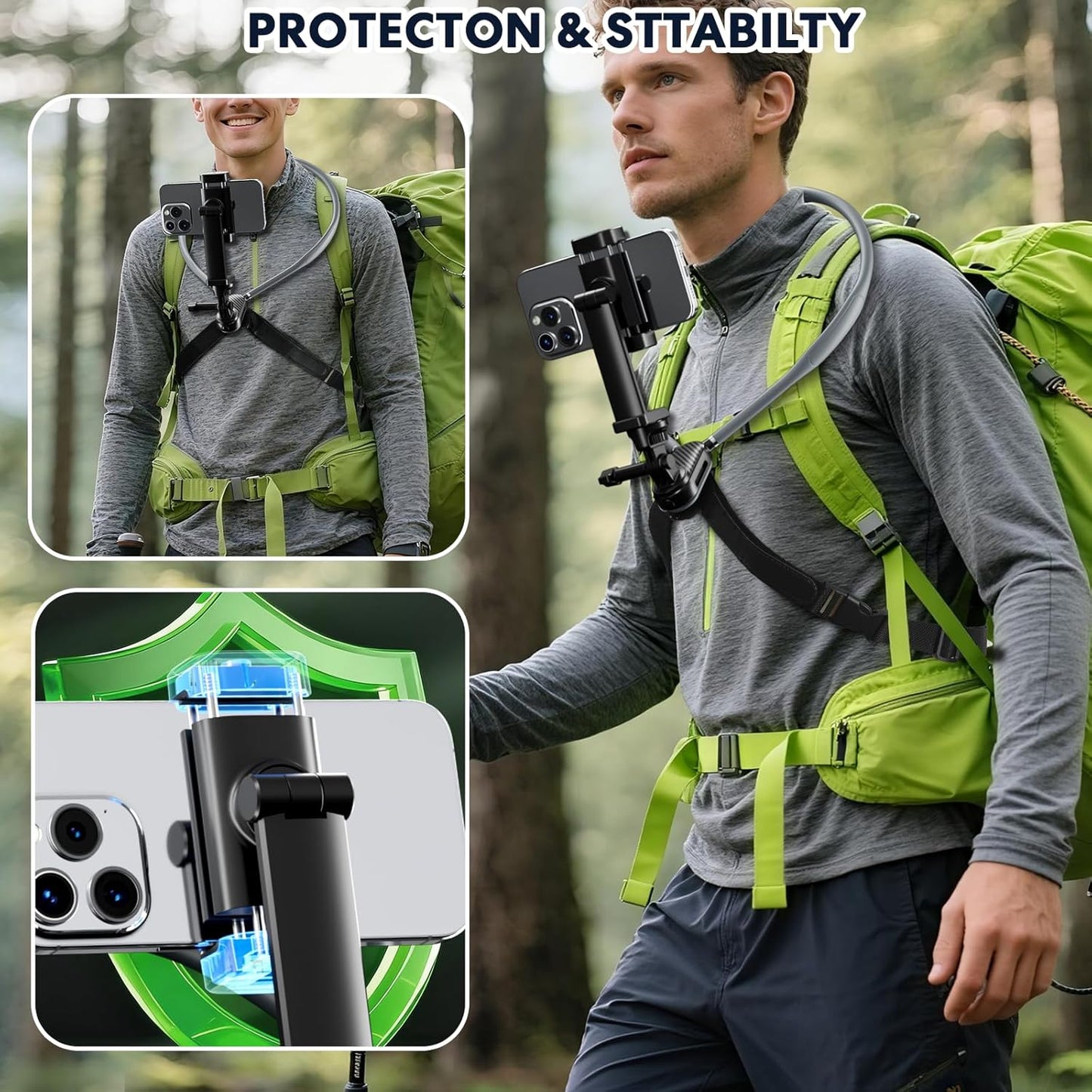 Hamillar 4-7 Inch Pro/Insta360X5/DJI360 Camera Phone Chest Neck Mount Holder for Video Recording iPhone Samsung Phones