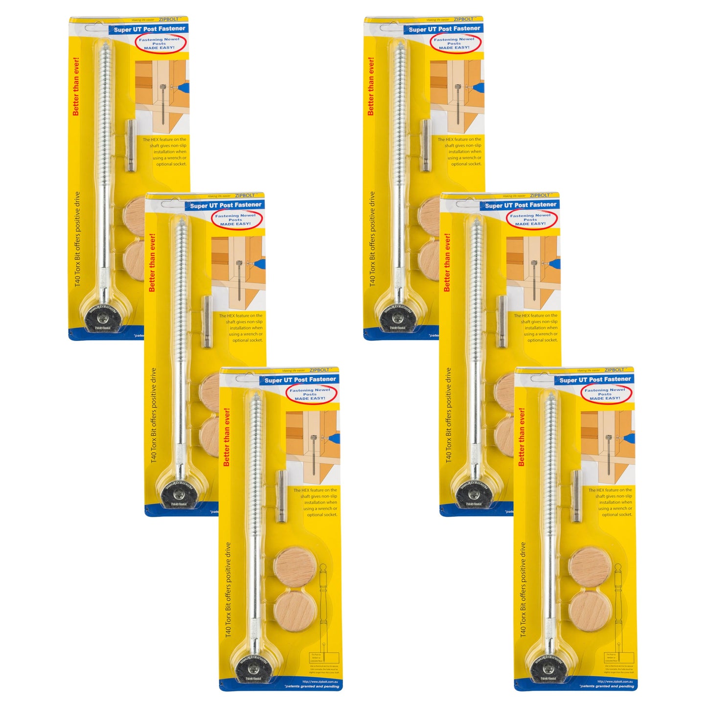 Zipbolt 14.110 Super UT Newel Post Fastener — Quick and Easy Wrench-Free Installation of Staircase Newel Posts, Anchors Post Directly to Wood or Concrete Floor