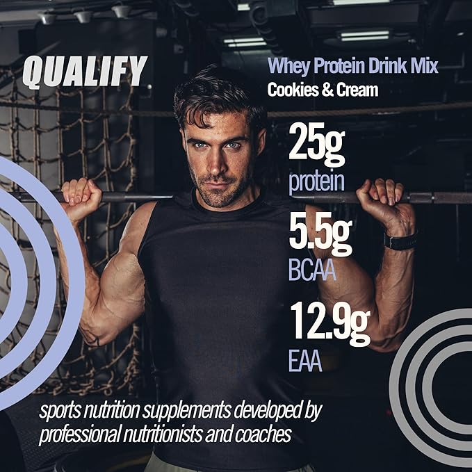Cookies and Cream Whey Protein Powder. Post Workout Recovery Drink, Gluten & Sugar Free Highly Kosher, 25g Protein. Essential Amino Acids - 5.5g BCAA, 2.7g Leucine, 1.4g Isoleucine, 1.4g Valine 26.4oz