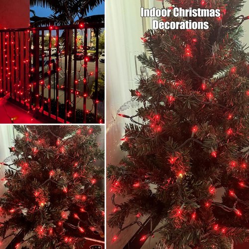 HISHINY Christmas Lights - 100 Count Red String Lights for Indoor/Outdoor Decor | UL Certified, 21 Feet