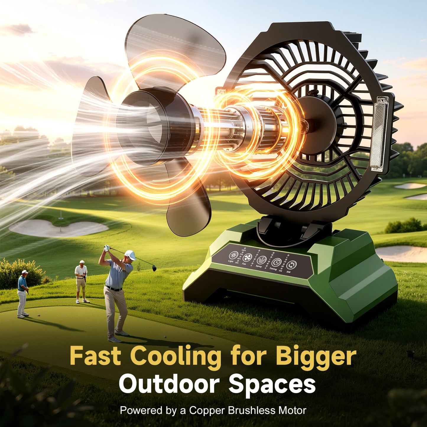 Innopower Misting Fan for Outside, 30000mAh Rechargeable Outdoor Cooling Fan with 4 Wind Speeds, High-Pressure Mist, 4 Mist Levels, 90° Oscillation, 4-Gallon Tank, for Patio, Camping, Sports, Jobsite