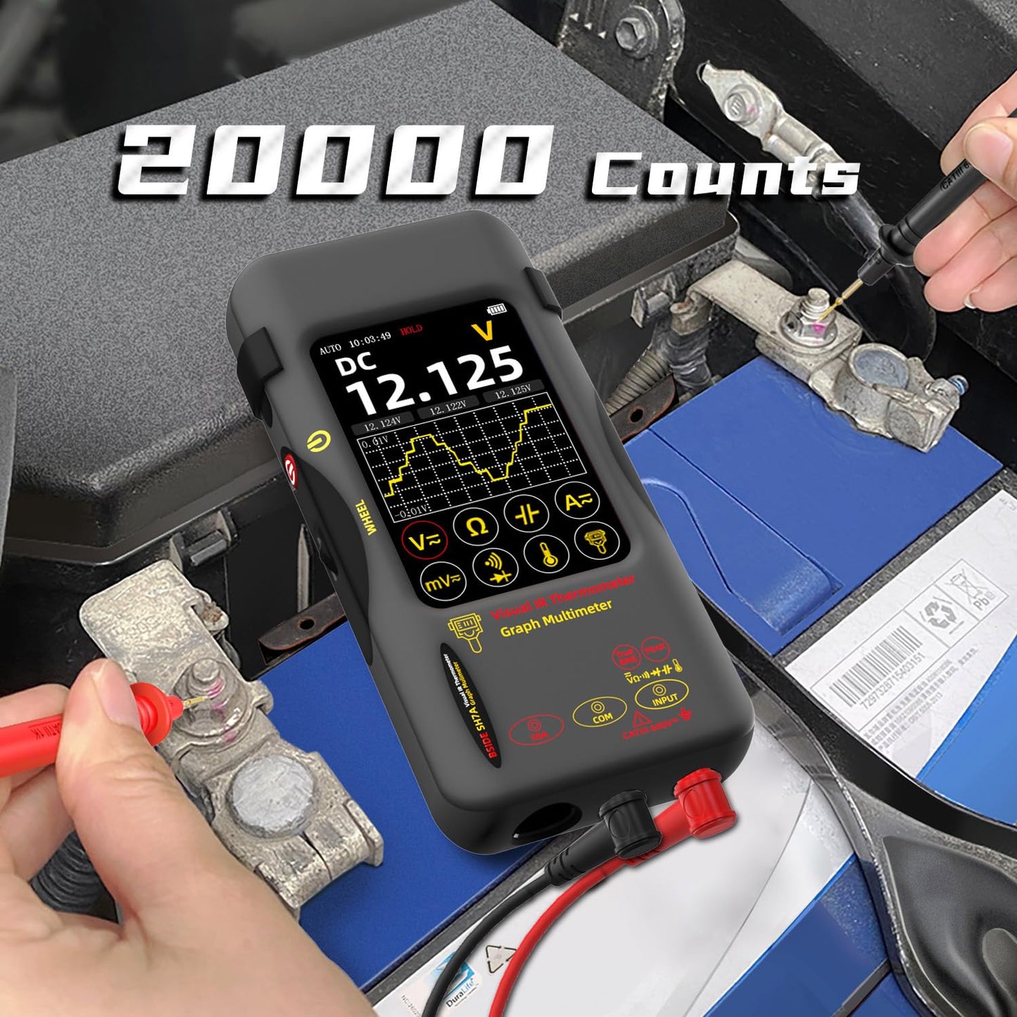 BSIDE Thermal Camera Multimeter Date Recorder with Macro Lens, 320x320 IR Resolution with 15 Thermal Palettes, 20000 Counts with 3.98" Touch LCD, Measures Cap Amp Temp Diode for PCB Circuit Break DIY