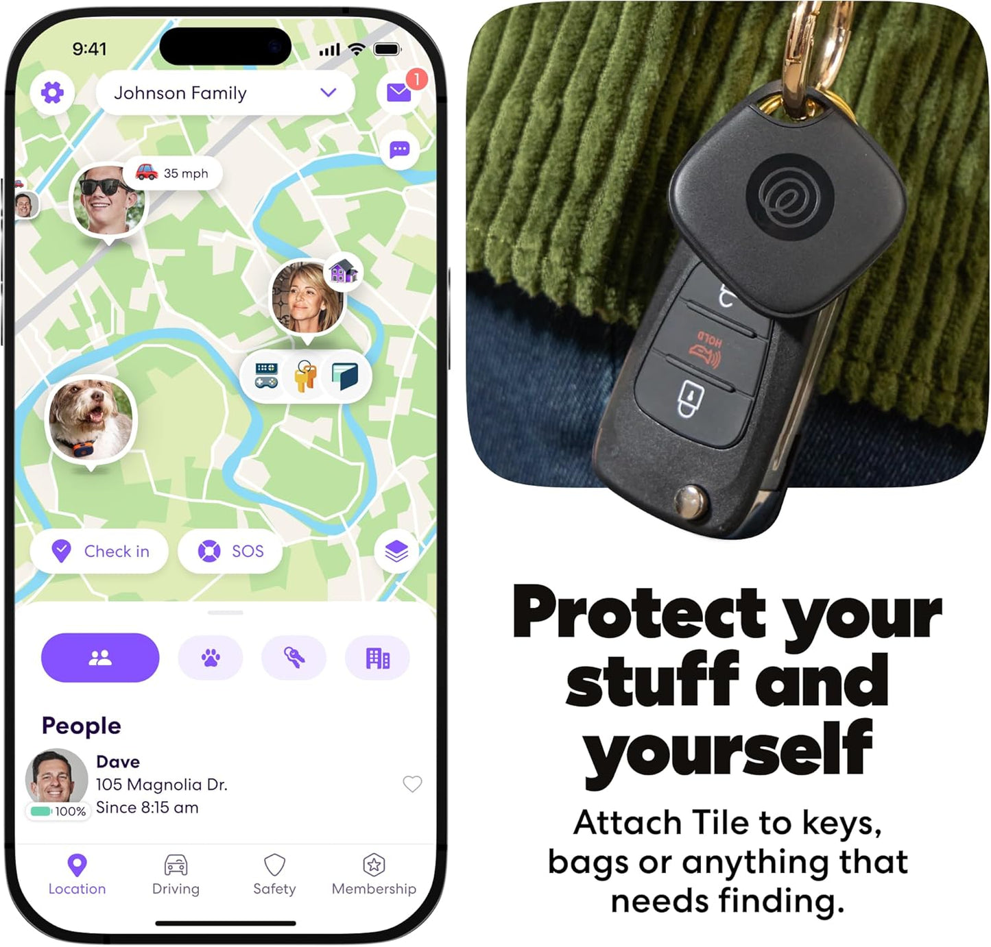 Life360 Pack 2-Pack Tile Starter - Bluetooth Trackers and Item Finders for Keys, Wallets & More. Both iOS and Android