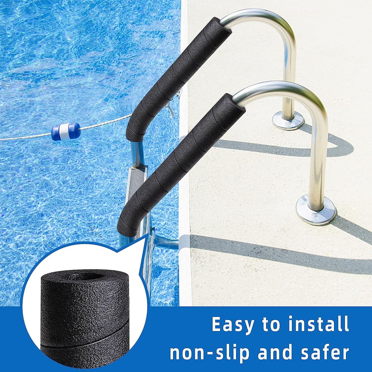 2 Pack Pipe Insulation Foam Tube, 15.7" L x 0.79" Inner Diameter Black Pool Noodles Foam, Multi-Purpose Snake Pipe Wrap Protection for Outdoor Indoor Swimming Pool Handle and Winter Water Pipes
