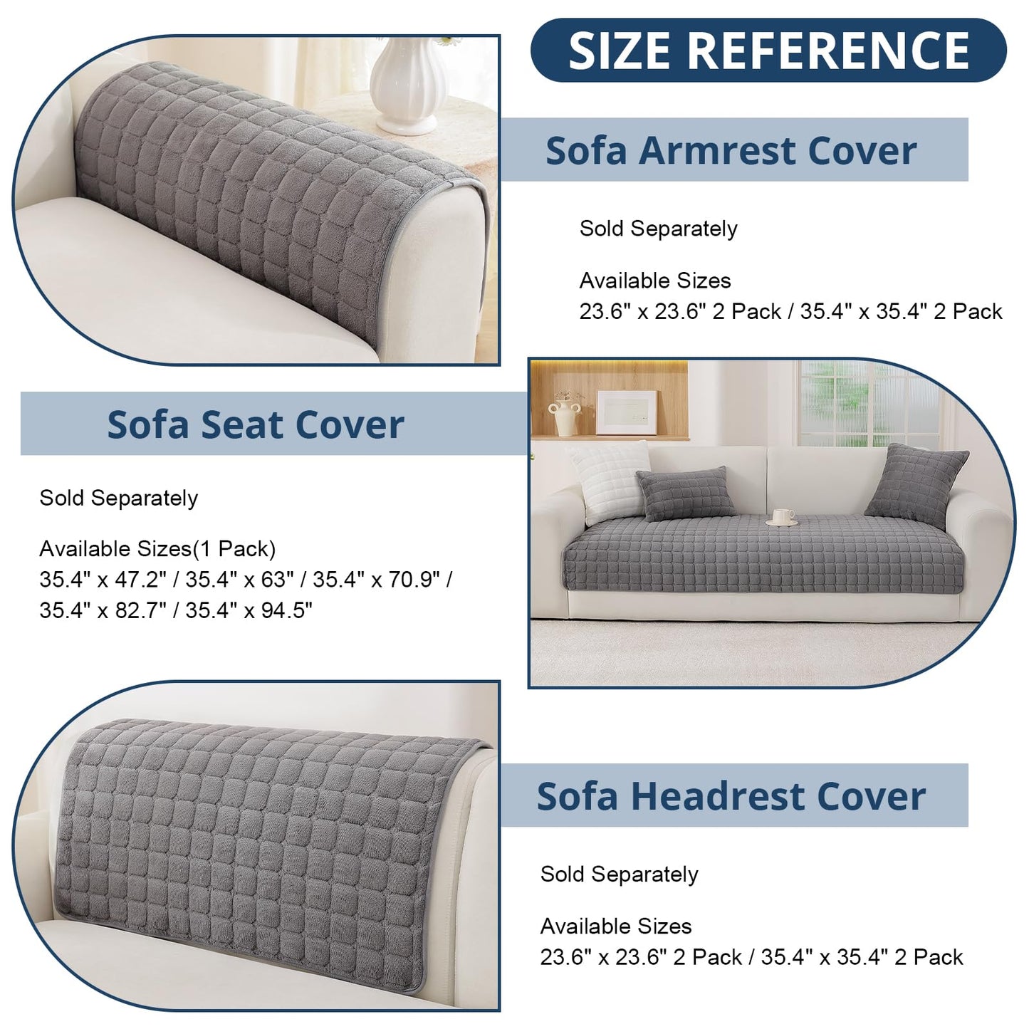 OstepDecor Faux Fur Couch Covers, Sofa Cover Washable, Super Soft Plush Couch Blanket Cover, Thick Cozy Sofa Slipcovers Furniture Protector for Couches and Sofas (27.6" x 70.9", Dark Grey)