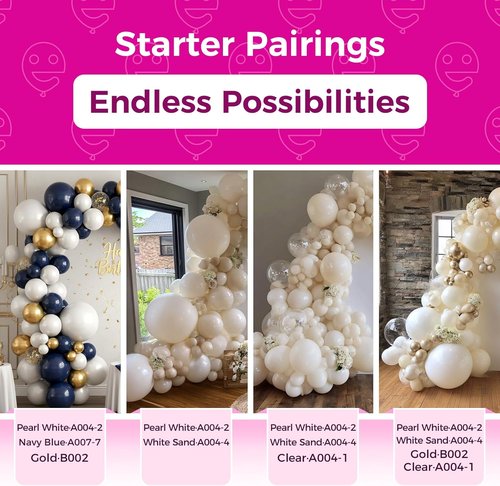 Bezente Pearl White Balloons - 100 Pack 12-Inch Helium-Quality Pearlescent Ivory Party Decor