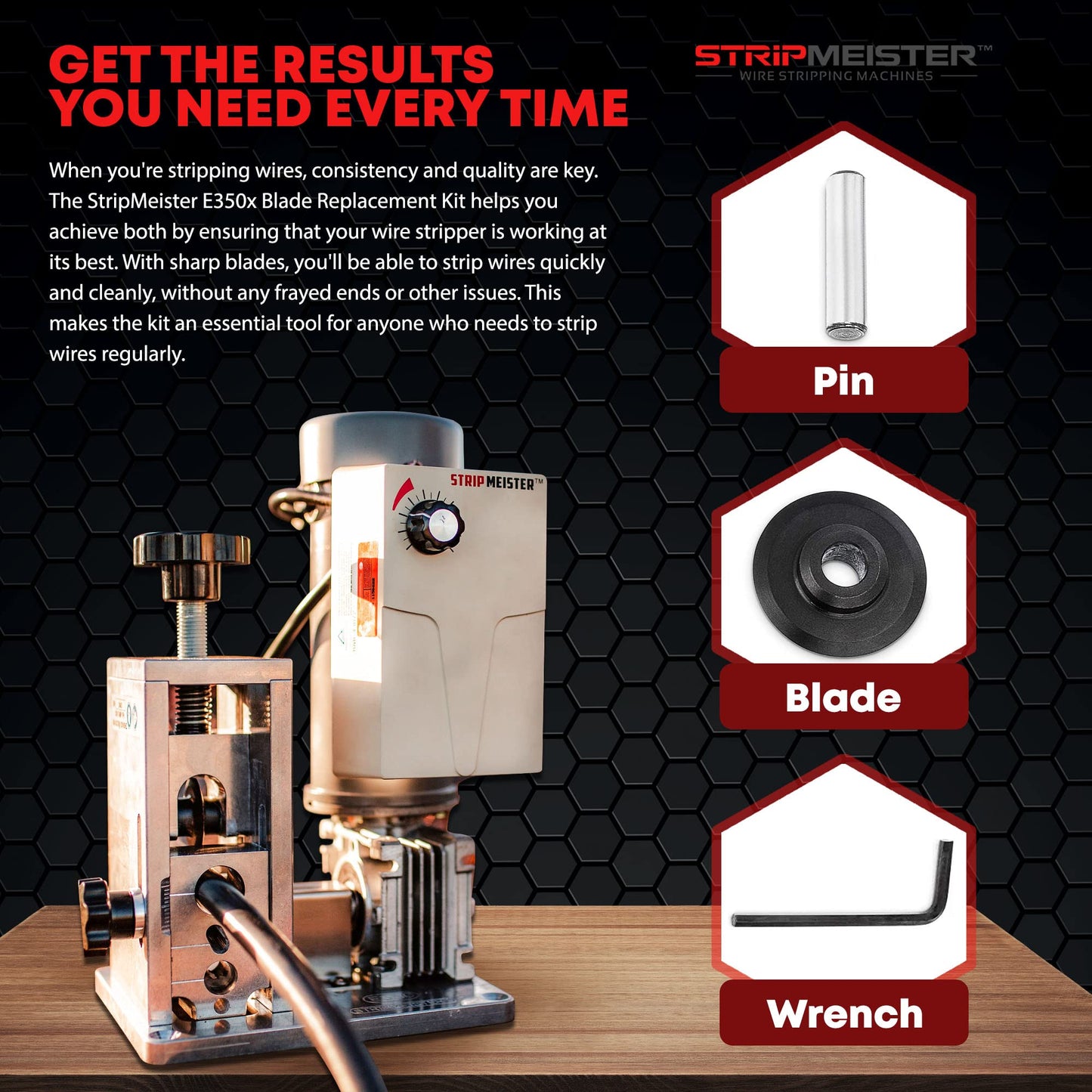 StripMeister E350x Wire Stripping Machine, Automatic Wire Stripper up to 500mcm: Complete Wire Stripping Solution with StripMeister E350x Blade Replacement