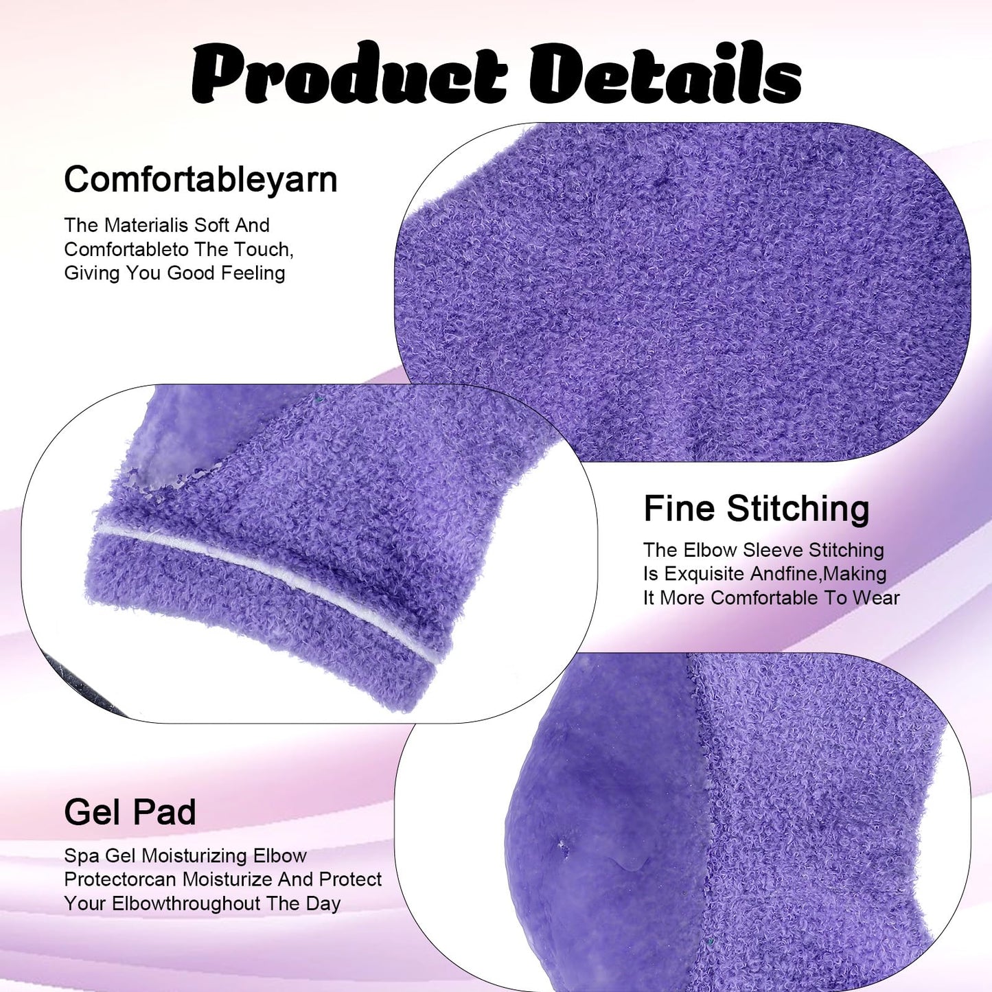 Classicseali 2 Pairs Elbow Moisturizing Sleeve,Elbow Pads for Women with Beauty Gel Moisturizing, Elbows Protectors for Elderly, for Moist Chapped Dry Skin Care,Cover Heel Socks,Elbows Sleeves