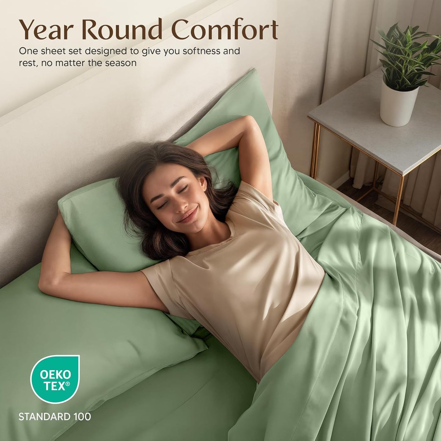 Utopia Bedding King Size Sheet Set - Soft, Breathable Microfiber | 4-Piece in Sage with Oeko-Tex Certification