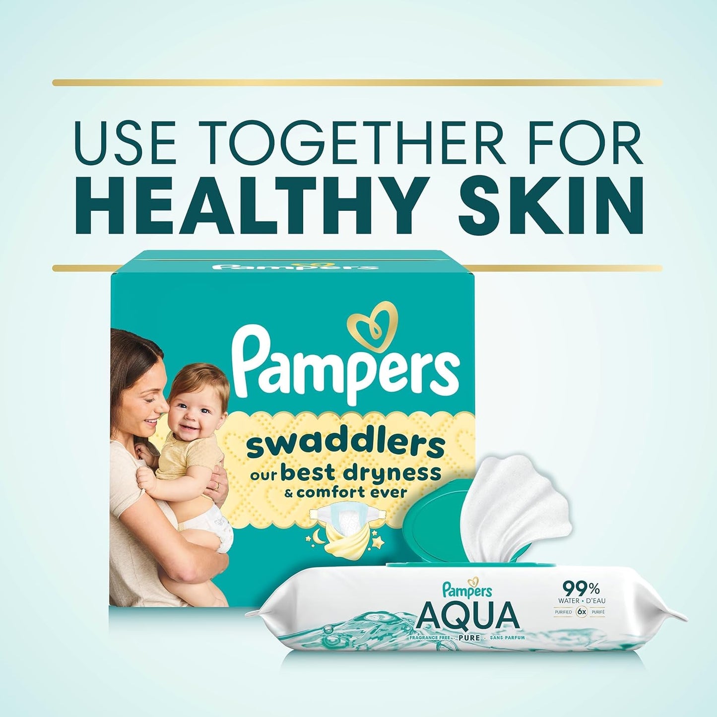 Pampers Aqua Pure Baby Wipes - 99% Water, Fragrance-Free, 672 Total Wipes in 12 Flip-Top Packs