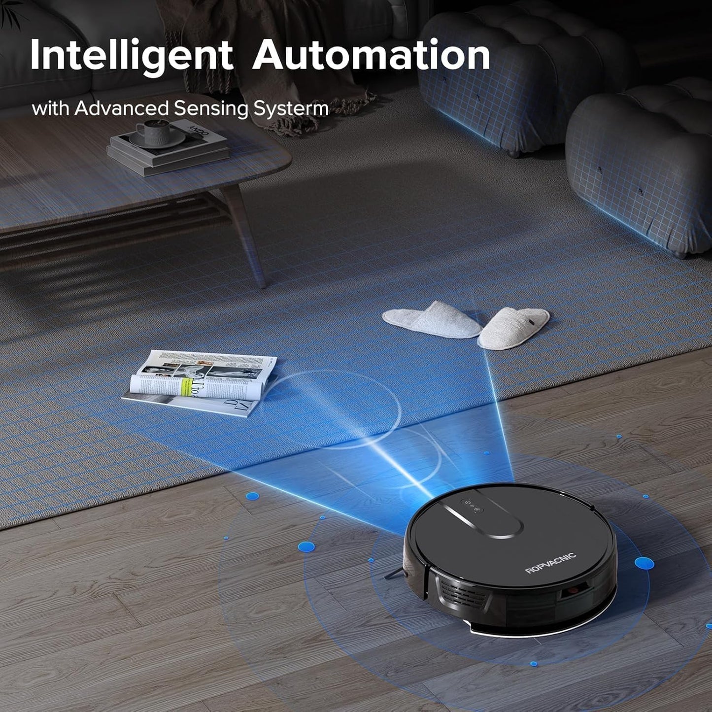 ROPVACNIC Robot Vacuum Cleaner Robot Vacuum and Mop Combo with 5200Pa Suction, Personalized Cleaning Adjustments, Self-Charging Robotic Vacuum Cleaner, Advanced Obstacle Avoidance