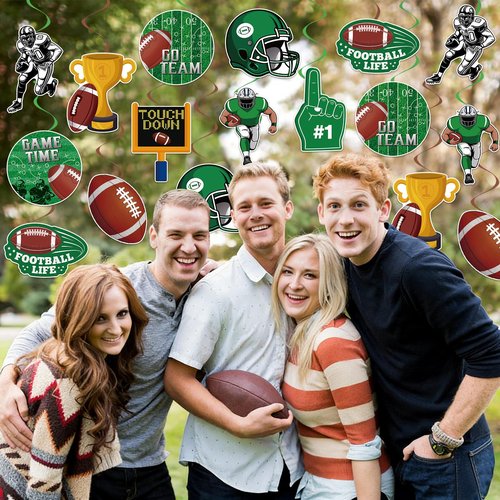 40Pcs Football Hanging Swirl Decorations, Football Party Ceiling Hanging Swirls Super Bowl Game Swirls Streamers for Sports Birthday Super Bowl Game Day Tailgate Party Decor Supplie
