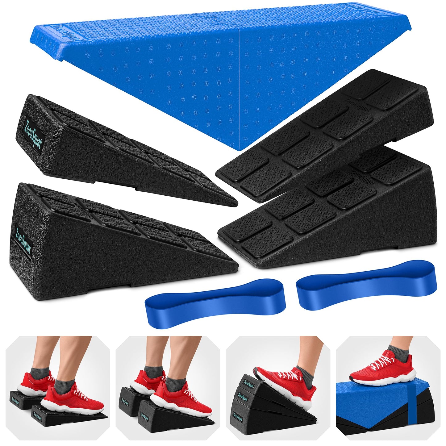 Squat Wedge Block Set of 3/5 - 960 LBS Capacity - Slant Board for Calf Stretching with 5 Stackable Angles - Calf Stretcher Slant Board - Workout Equipment - EPP Material for Exercise Equipment & Physical Therapy
