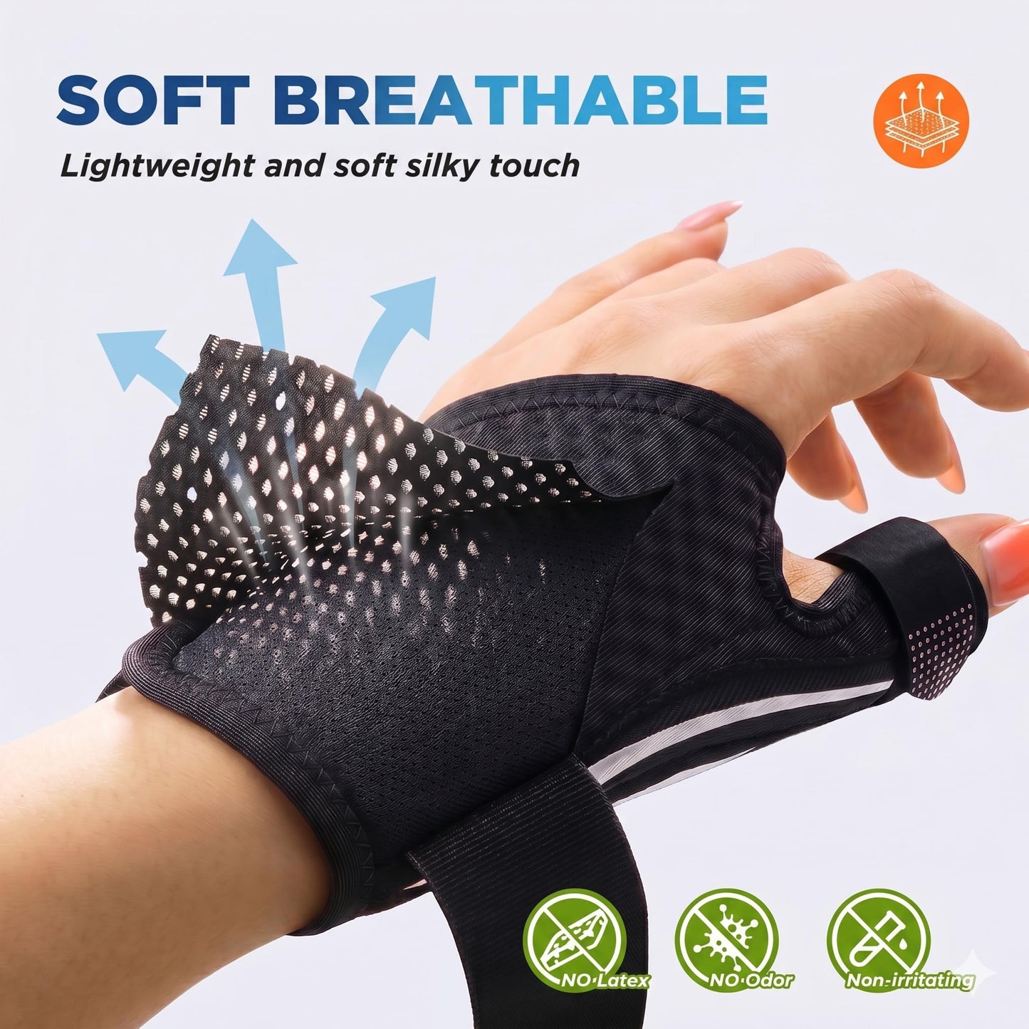 FITSOON Thumb Support Brace | Upgraded Thumb Spica Splint Stabilizer Pain Relief Night Support for De Quervain’ s Tenosynovitis Trigger Finger Arthritis Sprains | Breathable Fabric (Milky White/Black, S/M _ Fit both hands)