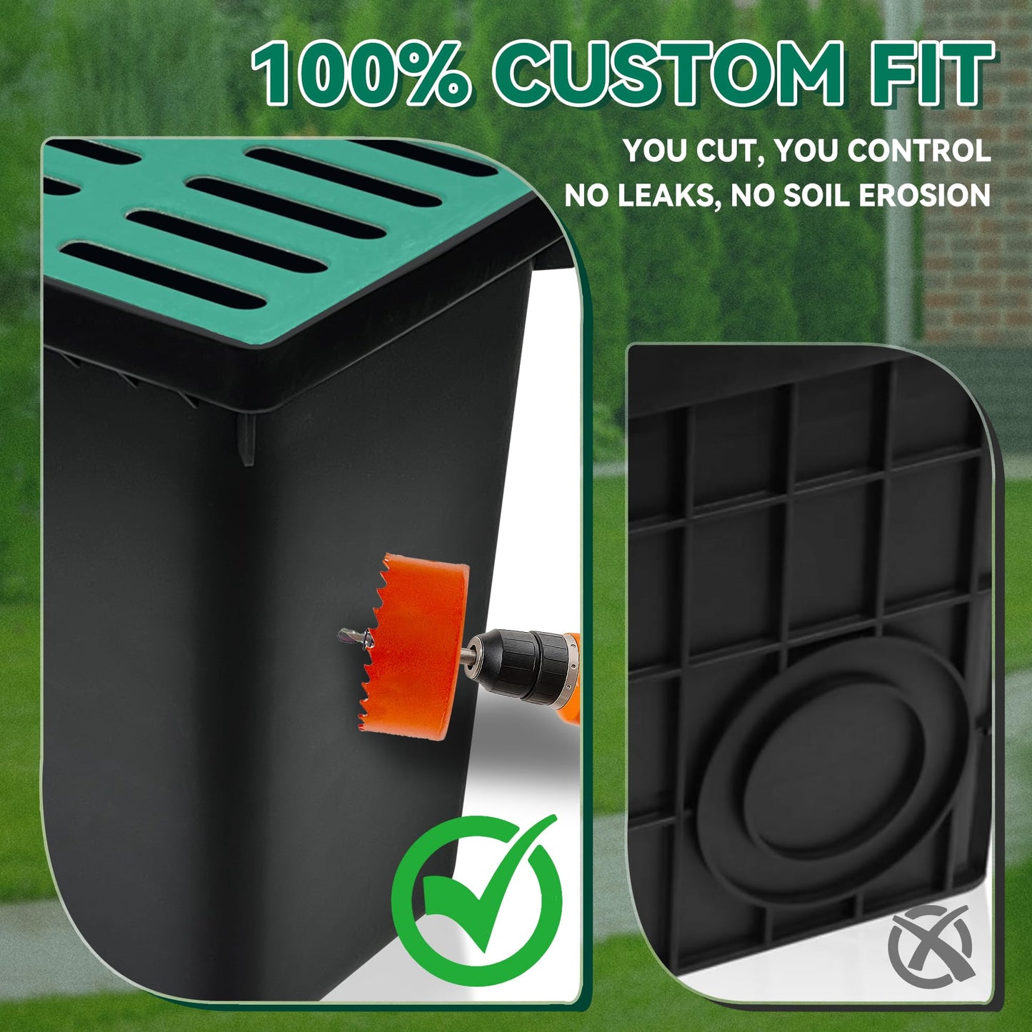 16"x16"x24" Deep Sump Catch Basin - Frost-Line Ready Yard Drain Box with Sediment Filter, Extra Deep for Cold Climates & Heavy Debris