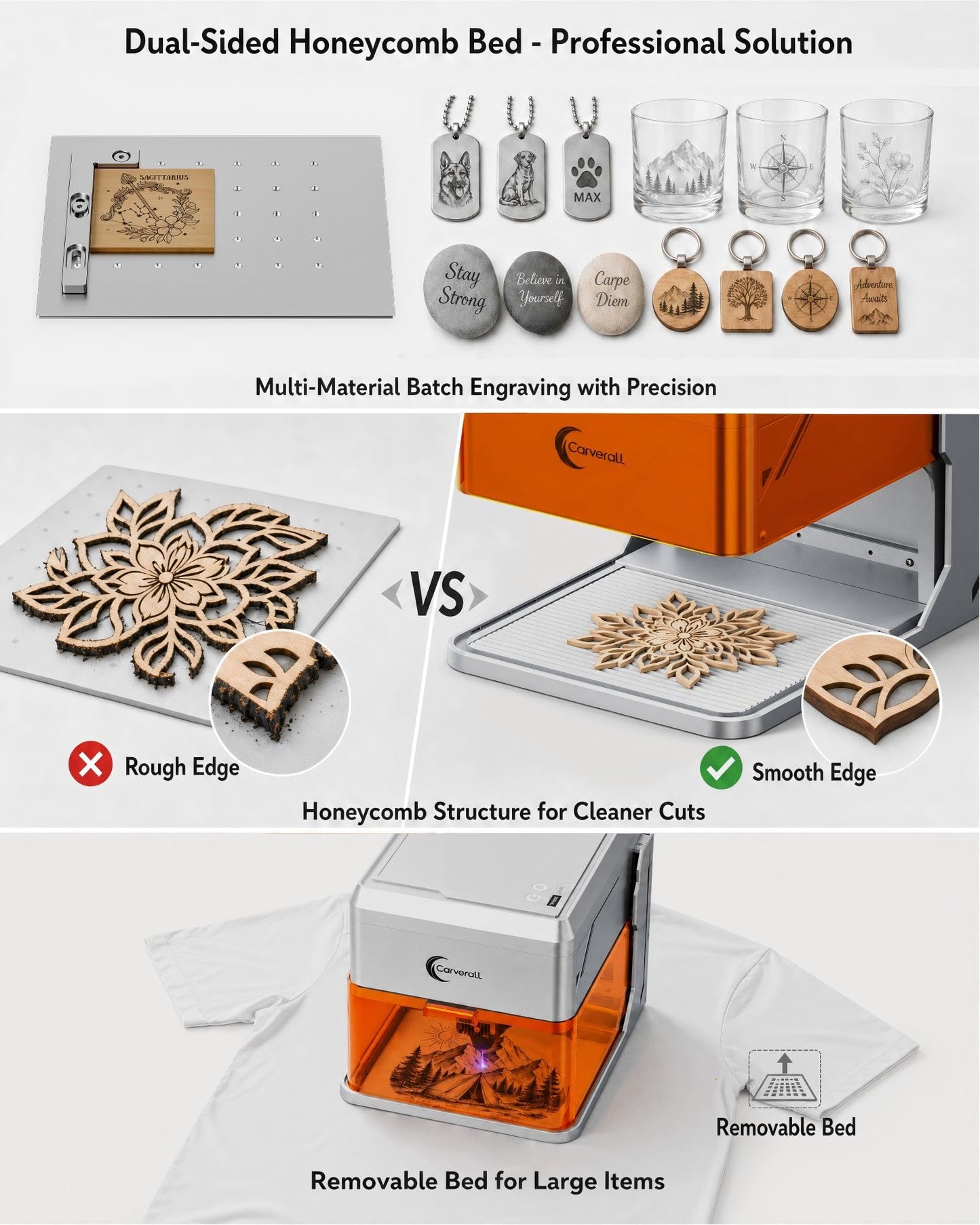 Carverall A1 Pro 10W Mini Laser Engraver with Camera, Portable Laser Engraver and Cutter Desktop Lazer Engraving Machine for Wood Leather Painted Metal Glass, Home DIY, Small Business, Class 1