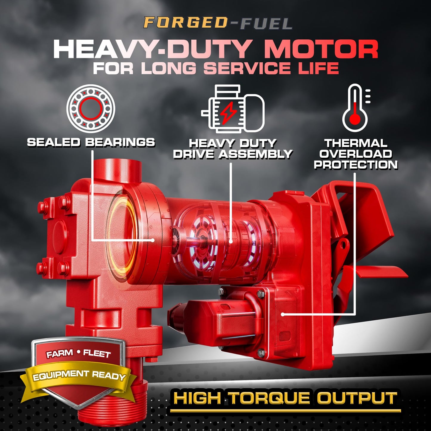 Forged-Fuel Heavy Duty 12V Fuel Transfer Pump, 15 GPM Flow Rate with Premium Filter Package for Diesel,Gasoline, Kerosene, Ethanol and Biodiesel