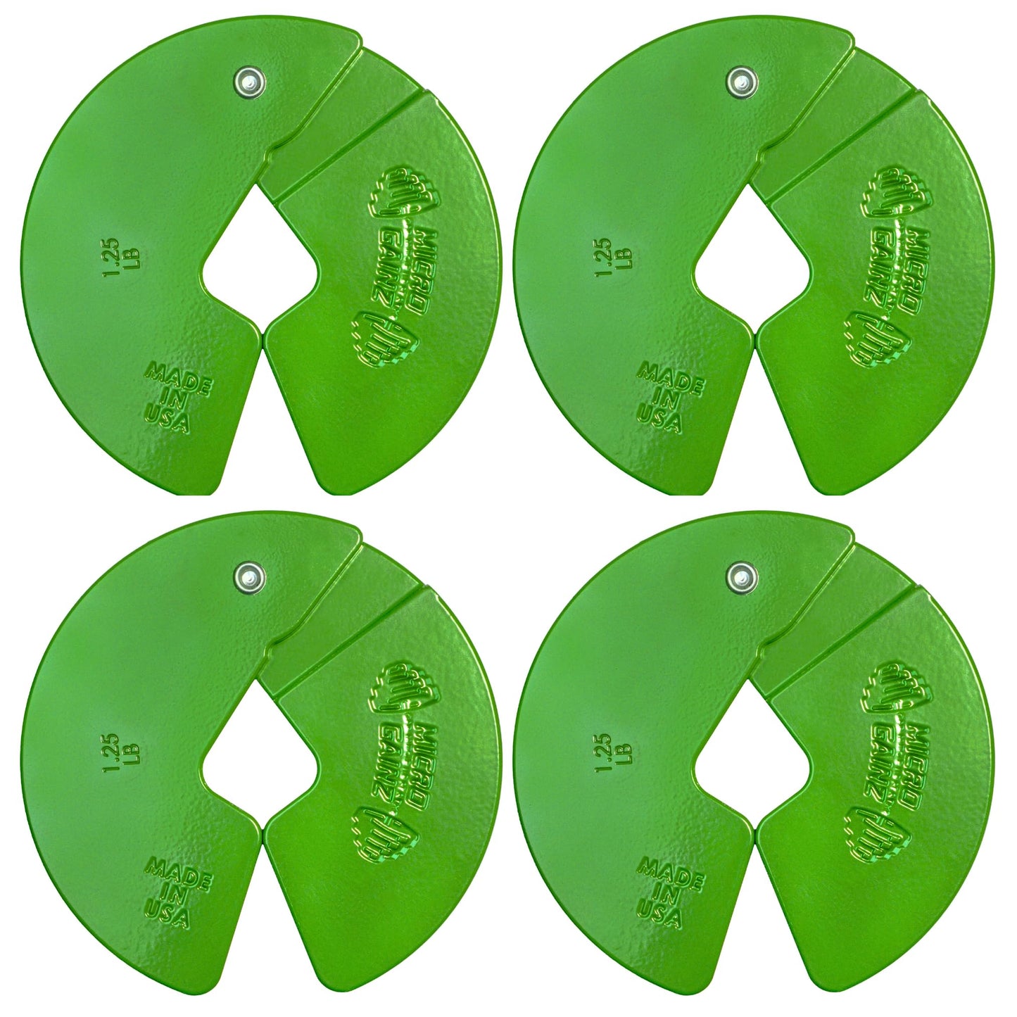 Micro Gainz Dumbbell Fractional 1.25lb Weight Plate, Ideal for Micro Loading, (Choose Color) 4 Piece Fractional Weight Plates, Designed for Dumbbell Training, Made In USA (Green)