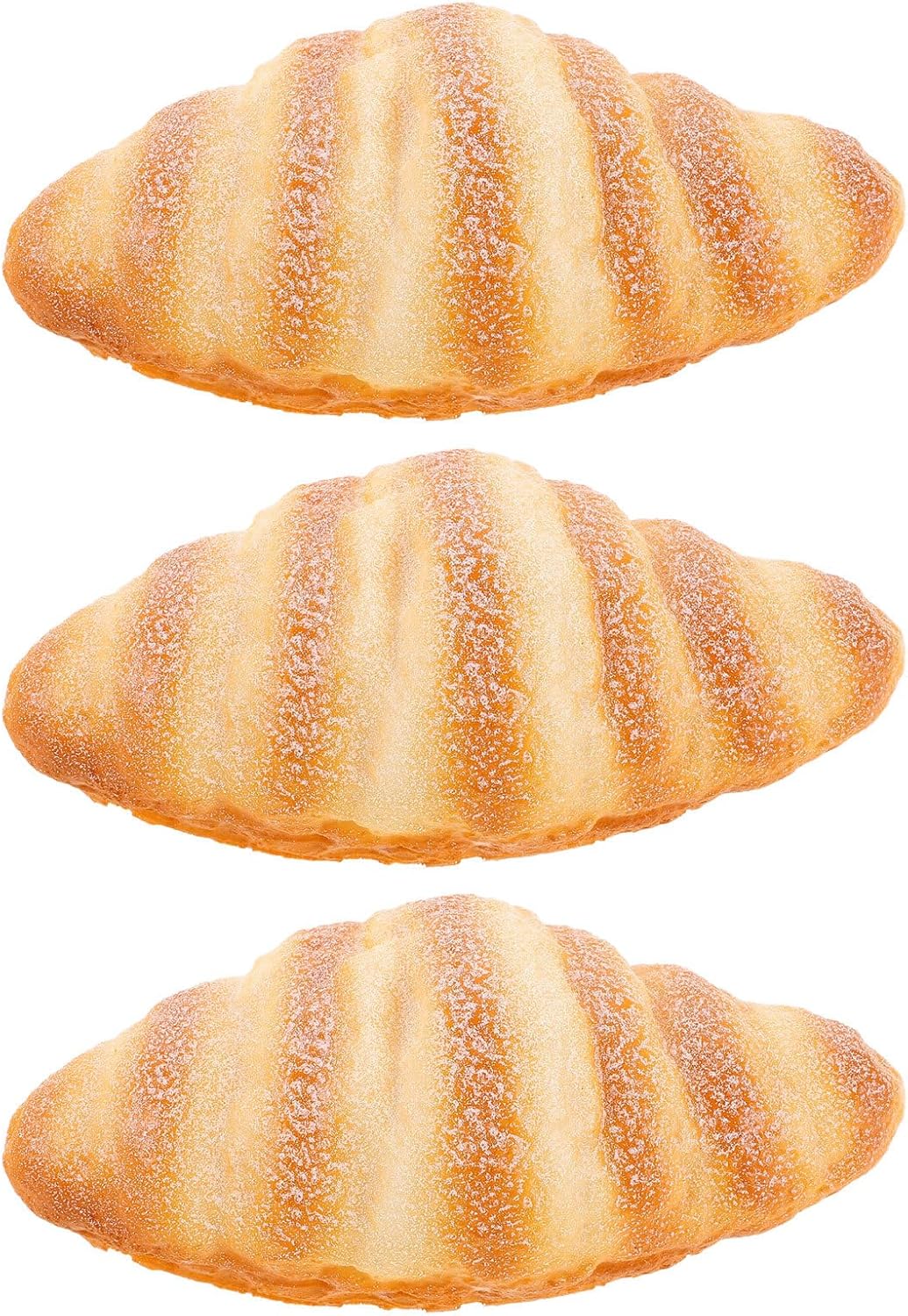 3pcs Set, Realistic Fake Bread Loaves Lifelike Simulated Croissant Models for Photography, Bakery Display, and Kitchen