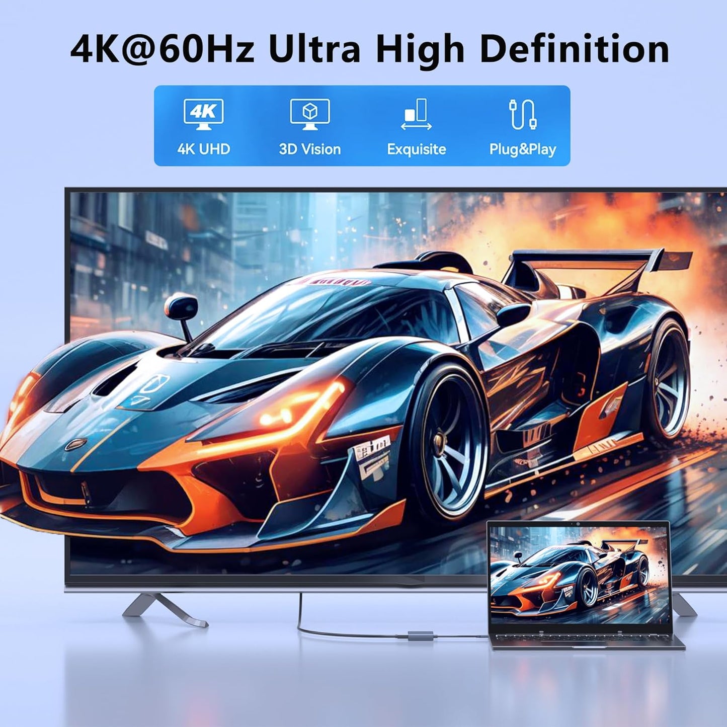Aibilangose 2 4K@60Hz Dual HDMI Adapter for Monitors, Double HDMI Splitter for dual monitors, Dual Monitor Adapter