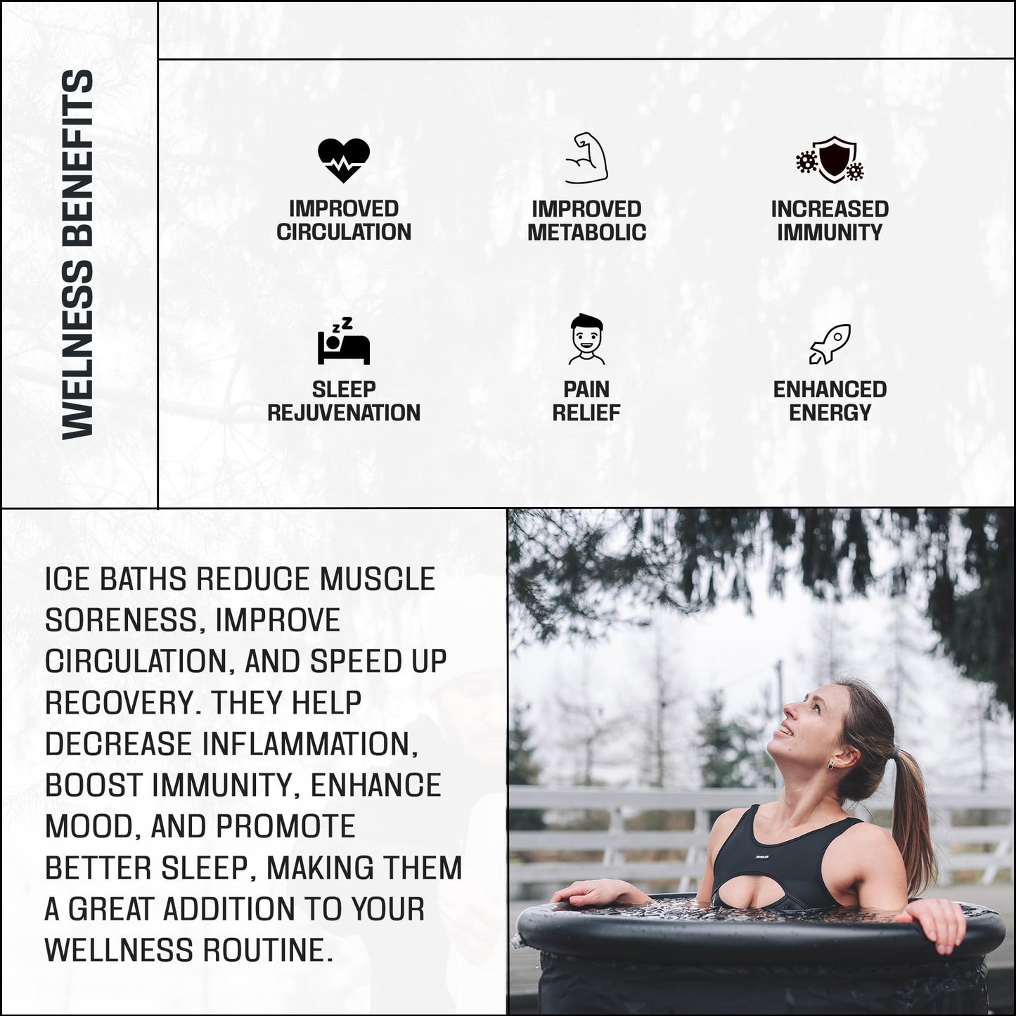 Premium Portable Ice Bath Tub for Athletes – 99-Gallon Cold Plunge Pool with Easy Drainage System – Durable PVC, Foam, and Nylon Layers – Tear-Resistant and Waterproof for Muscle Recovery