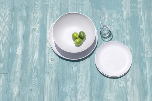 Abode Homewares Matte Craft Coupe 10.5'' Dinner Plate Durable Melamine Indoor/Outdoor, Shatter-Resistant, and Dishwasher Safe Dinnerware for Camping and Outdoor Dining - White - Set of 6