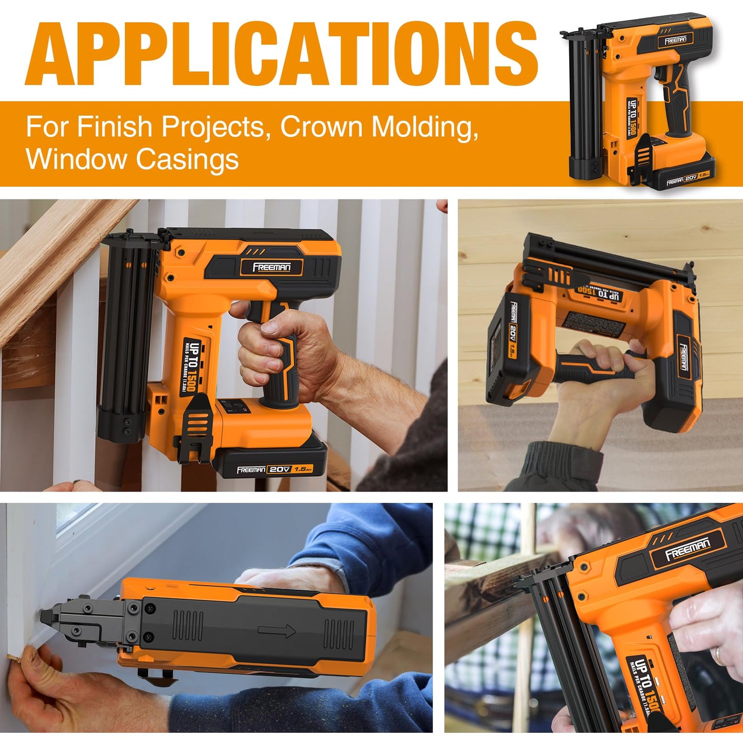 Freeman F20 20V Cordless 2-in-1 18-Gauge Nailer/Stapler | 1-1/4" Nails & Staples | 1500 Shots per Charge | Includes Battery, Charger & 400 Fasteners | PE20VBR9032