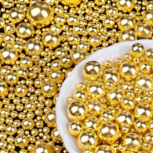 Gold Pearl Sprinkles - Edible Sugar Sprinkles for Cake Decorating | 4.6 oz Mix in 6 Sizes