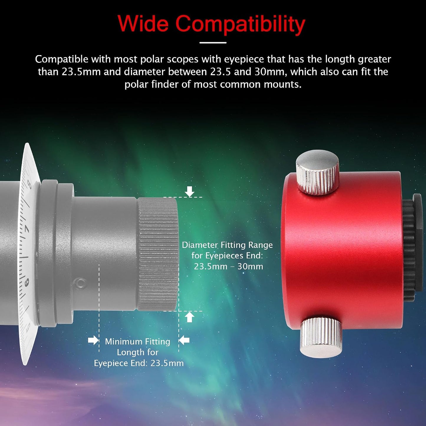 Astromania Common Polar Scope Metal Adapter for Right Angle Viewfinder - Mount Angled Finder on Polar Finder of Most
