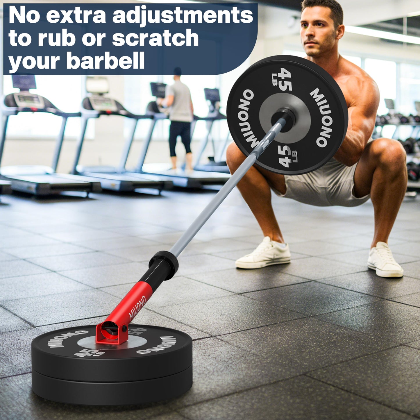 MIUONO Landmine Attachment for Barbell, T Bar Row Attachment Fit for 2" Olympic Bar, Full 360° Swivel for Back or Full-Body Workout Home Gym Equipment (Red)