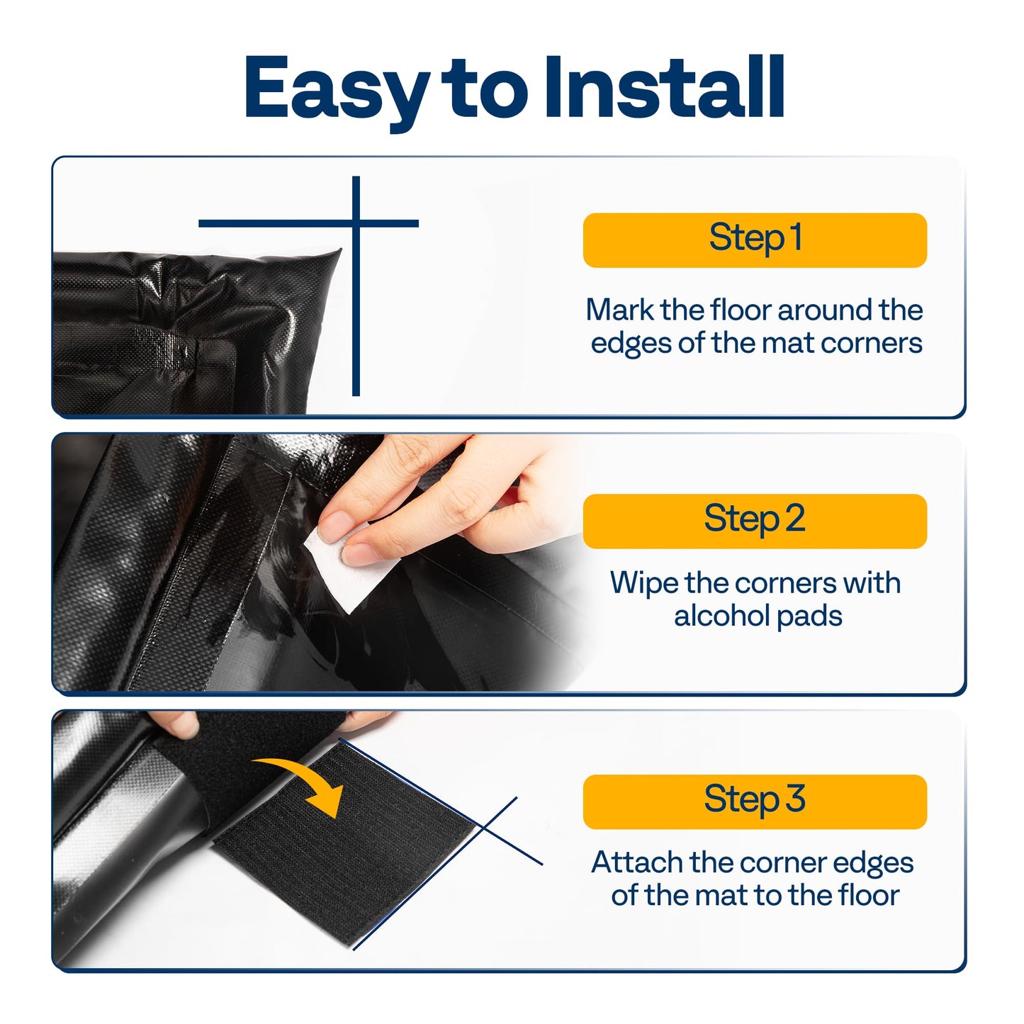VIVOHOME Containment Mat (8'6" x 20') with Stay Put Corner, PVC Garage Floor Mats, Heavy Duty Garage Parking Mat with a Squeegee,Black