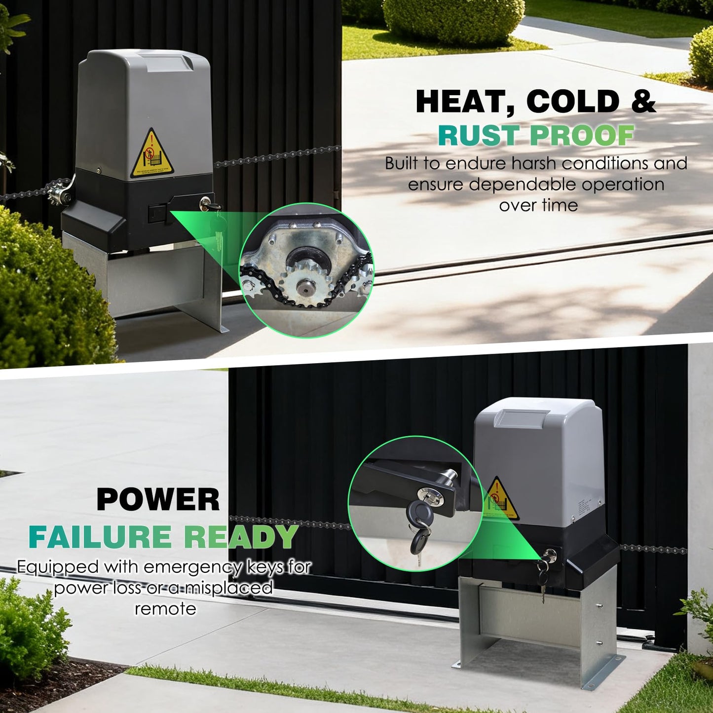 4400lbs Automatic Sliding Gate Opener with APP Control & 4 Remotes, 750W Heavy Duty Electric Sliding Gate Motor Kit with Wireless Keyboard for Sliding Gate Opener Up to 40ft