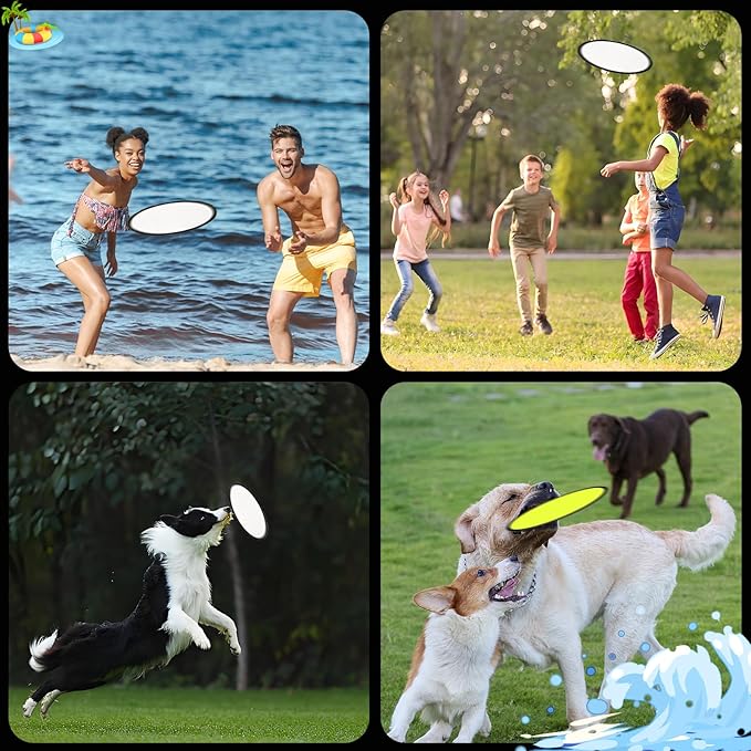 Foldable Flying Disc Fans Set with Bags, 9.8 Inch Black Egde Fabric Beach Flying Disc for Wedding Gift Party Favors Outdoor Activity